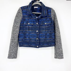 By Zoe Aztec Print wool Button cropped Jacket S